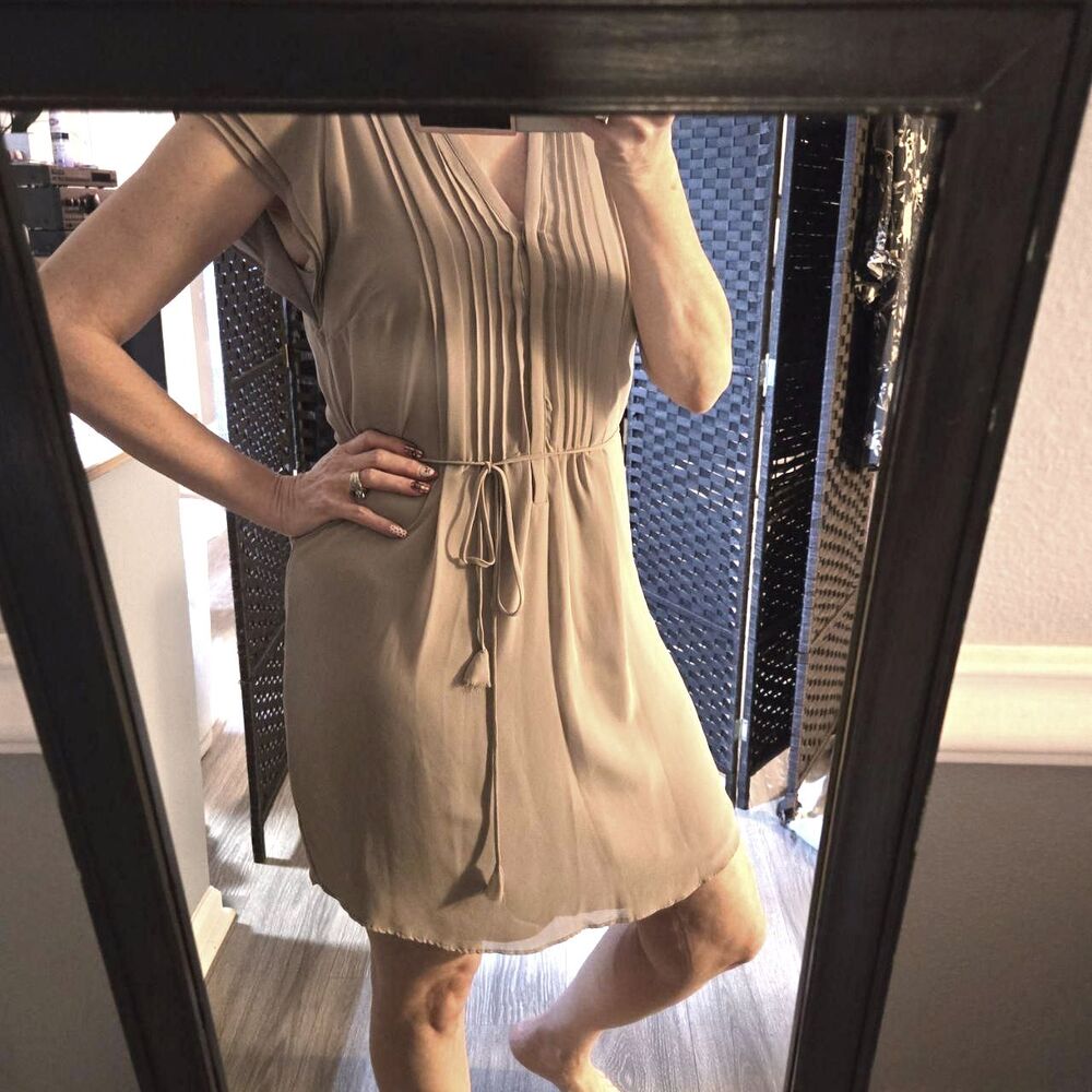 H&M V-neck mini dress, pleated front bodice, cap sleeves